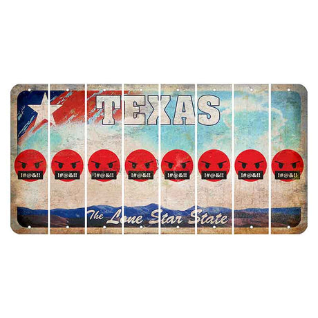 Texas Davis Mountains Cut License Plate Strips (Set of 8) Emoji - Pissed