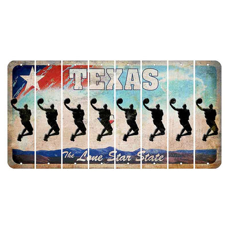 Texas Davis Mountains Cut License Plate Strips (Set of 8) Basketball Player