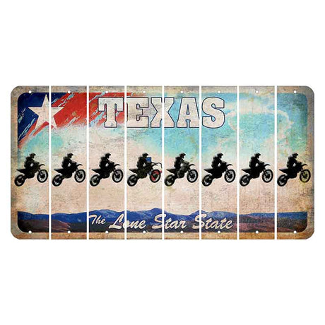 Texas Davis Mountains Cut License Plate Strips (Set of 8) Dirtbike Rider