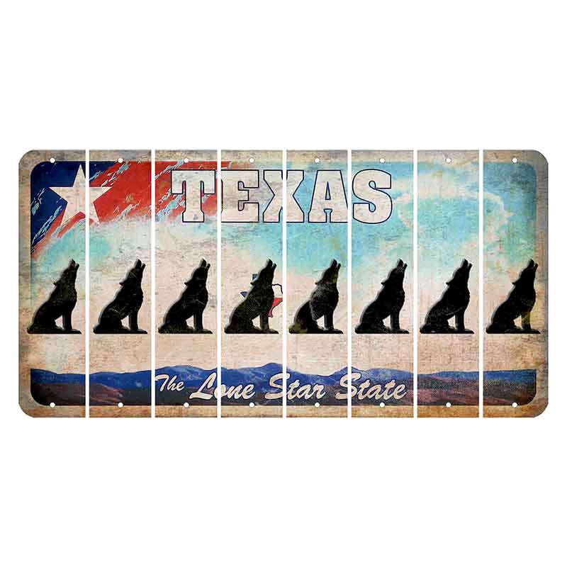 Texas Davis Mountains Cut License Plate Strips (Set of 8) Howling Wolf