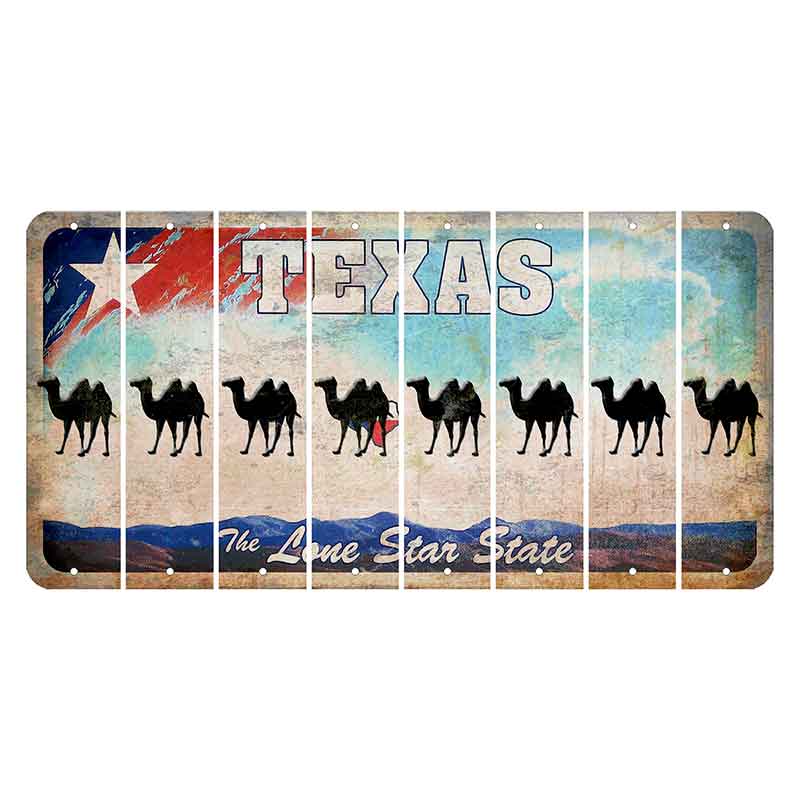 Texas Davis Mountains Cut License Plate Strips (Set of 8) Camel