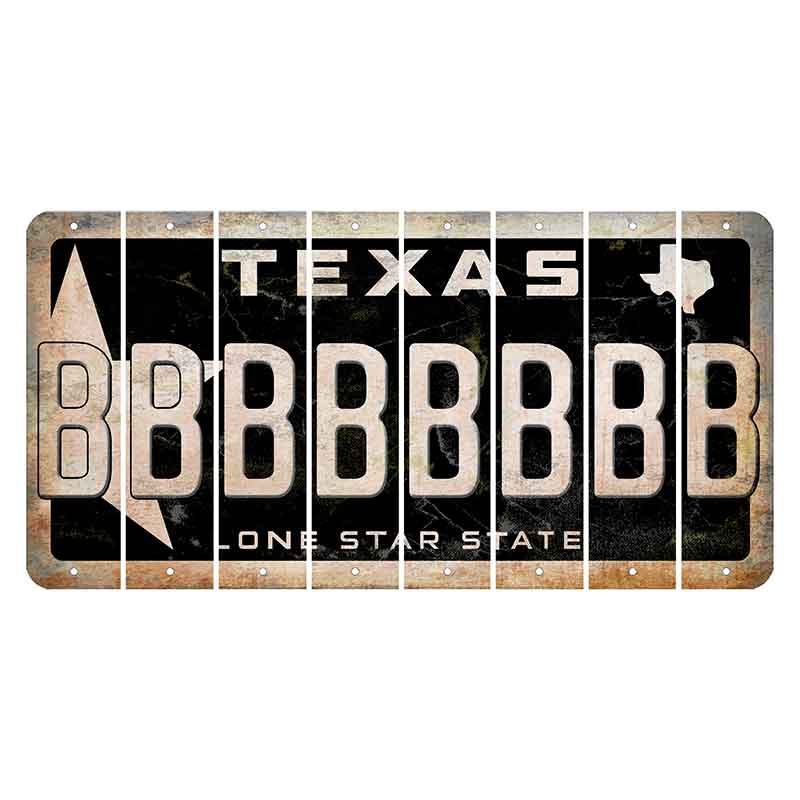 Texas Star Black Cut License Plate Strips (Set of 8) B