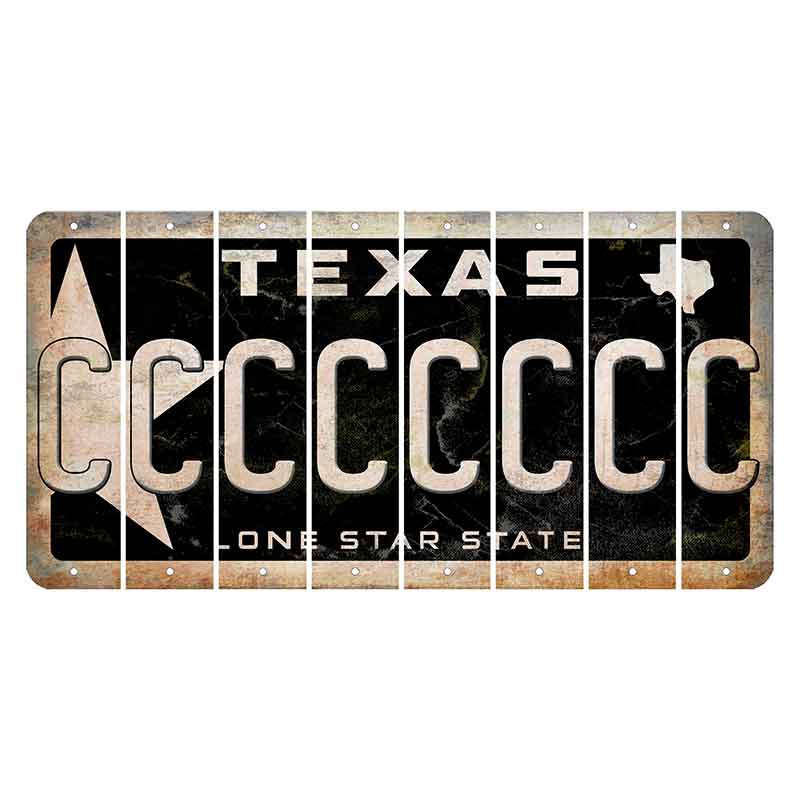 Texas Star Black Cut License Plate Strips (Set of 8) C