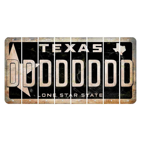 Texas Star Black Cut License Plate Strips (Set of 8) D