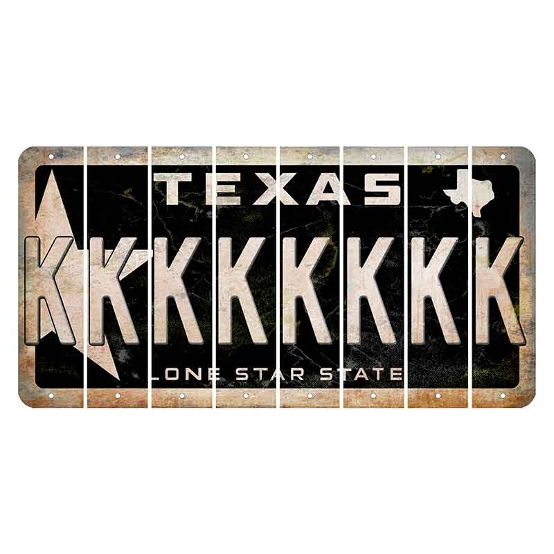 Texas Star Black Cut License Plate Strips (Set of 8) K