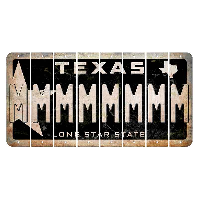 Texas Star Black Cut License Plate Strips (Set of 8) M