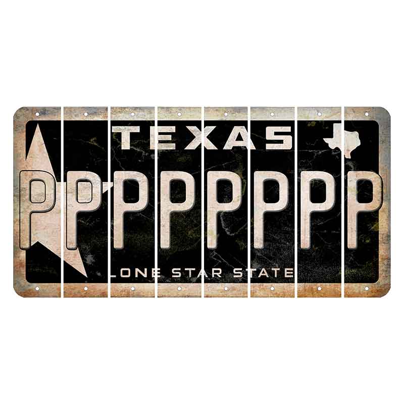 Texas Star Black Cut License Plate Strips (Set of 8) P