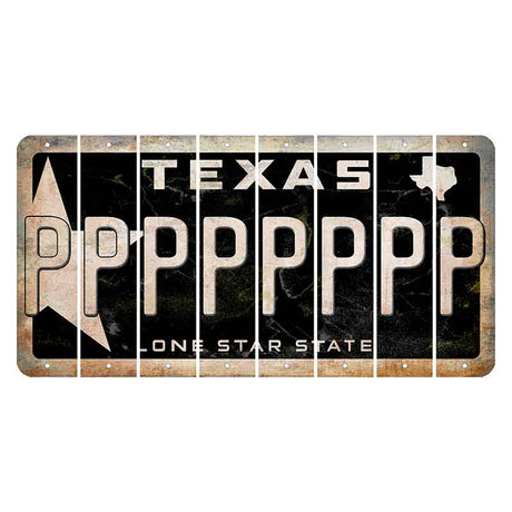 Texas Star Black Cut License Plate Strips (Set of 8) P