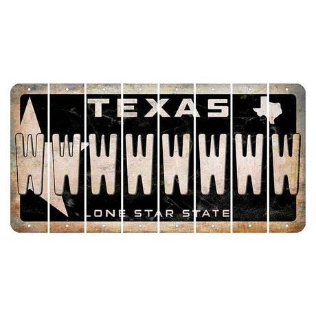 Texas Star Black Cut License Plate Strips (Set of 8) W