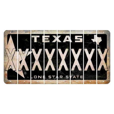 Texas Star Black Cut License Plate Strips (Set of 8) X