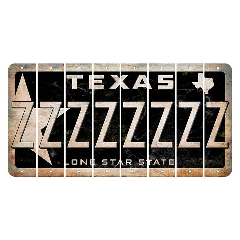 Texas Star Black Cut License Plate Strips (Set of 8) Z