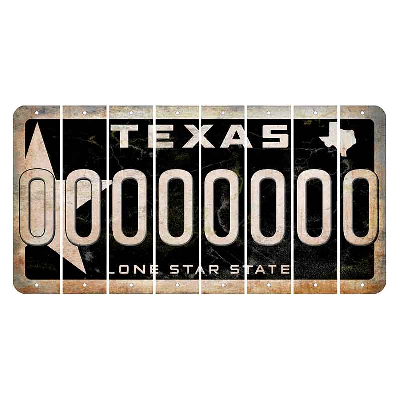 Texas Star Black Cut License Plate Strips (Set of 8)