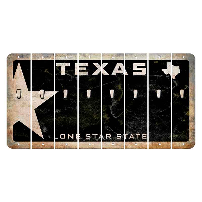 Texas Star Black Cut License Plate Strips (Set of 8) Apostrophe