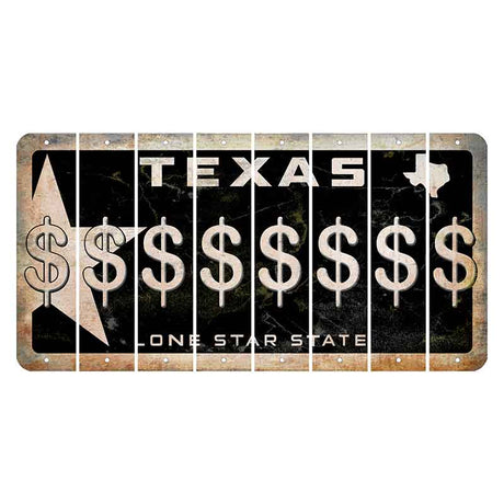 Texas Star Black Cut License Plate Strips (Set of 8) Dollar Sign