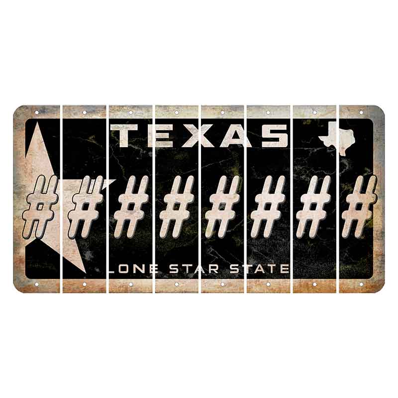 Texas Star Black Cut License Plate Strips (Set of 8) Hashtag