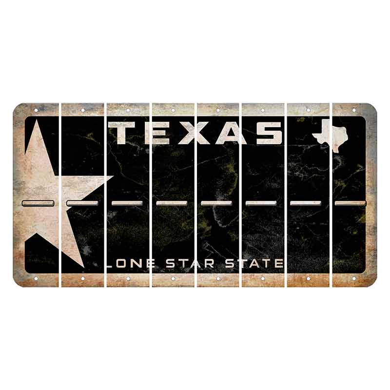 Texas Star Black Cut License Plate Strips (Set of 8) Hyphen