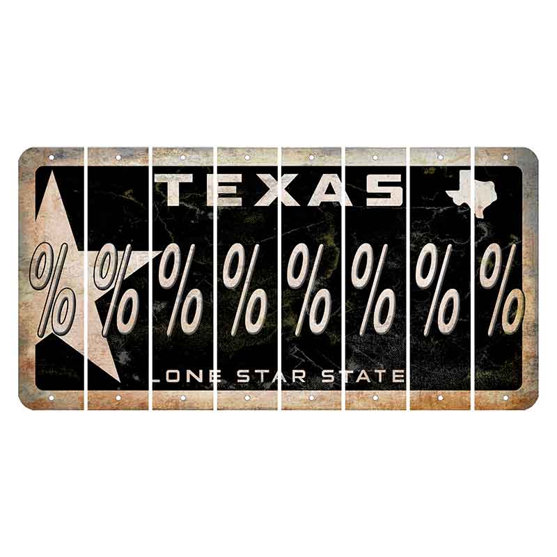 Texas Star Black Cut License Plate Strips (Set of 8) Percent Sign