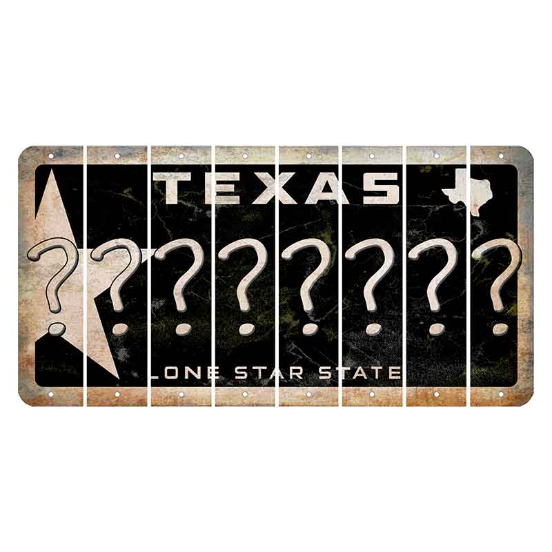 Texas Star Black Cut License Plate Strips (Set of 8) Question Mark