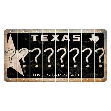 Texas Star Black Cut License Plate Strips (Set of 8) Question Mark