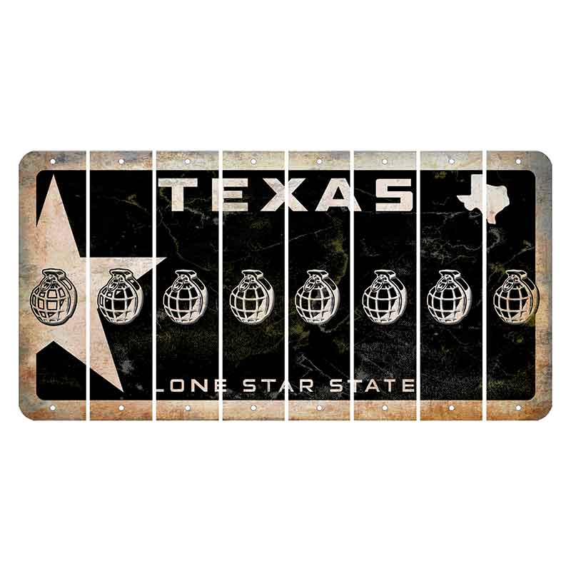 Texas Star Black Cut License Plate Strips (Set of 8) Grenade