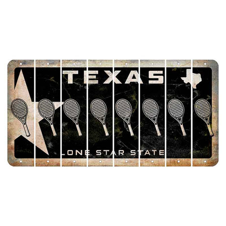 Texas Star Black Cut License Plate Strips (Set of 8) Tennis Racket