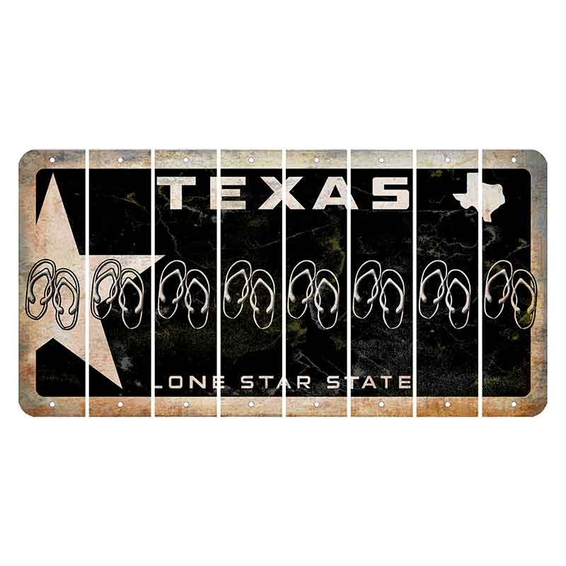 Texas Star Black Cut License Plate Strips (Set of 8) Flip Flops