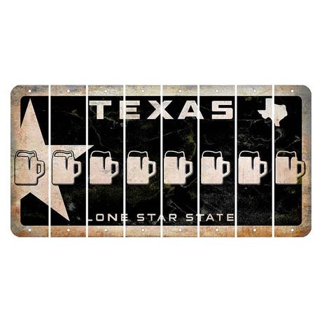 Texas Star Black Cut License Plate Strips (Set of 8) Beer Mug