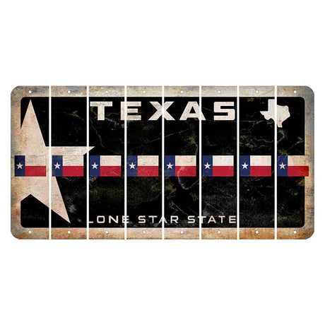 Texas Star Black Cut License Plate Strips (Set of 8) State Flag