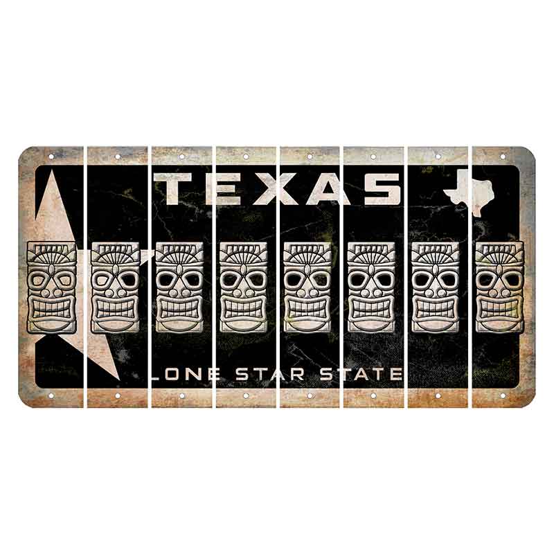 Texas Star Black Cut License Plate Strips (Set of 8) Tiki