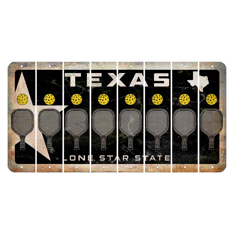 Texas Star Black Cut License Plate Strips (Set of 8) Pickleball