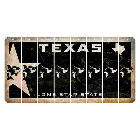 Texas Star Black Cut License Plate Strips (Set of 8) Whale