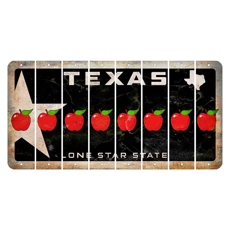 Texas Star Black Cut License Plate Strips (Set of 8) Apple