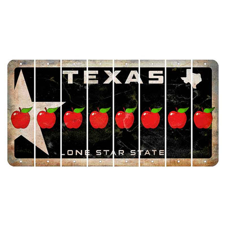 Texas Star Black Cut License Plate Strips (Set of 8) Apple