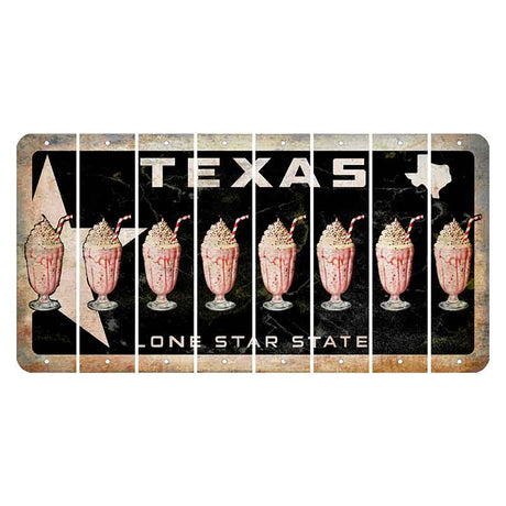 Texas Star Black Cut License Plate Strips (Set of 8) Milkshake