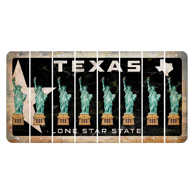 Texas Star Black Cut License Plate Strips (Set of 8) Statue of Liberty