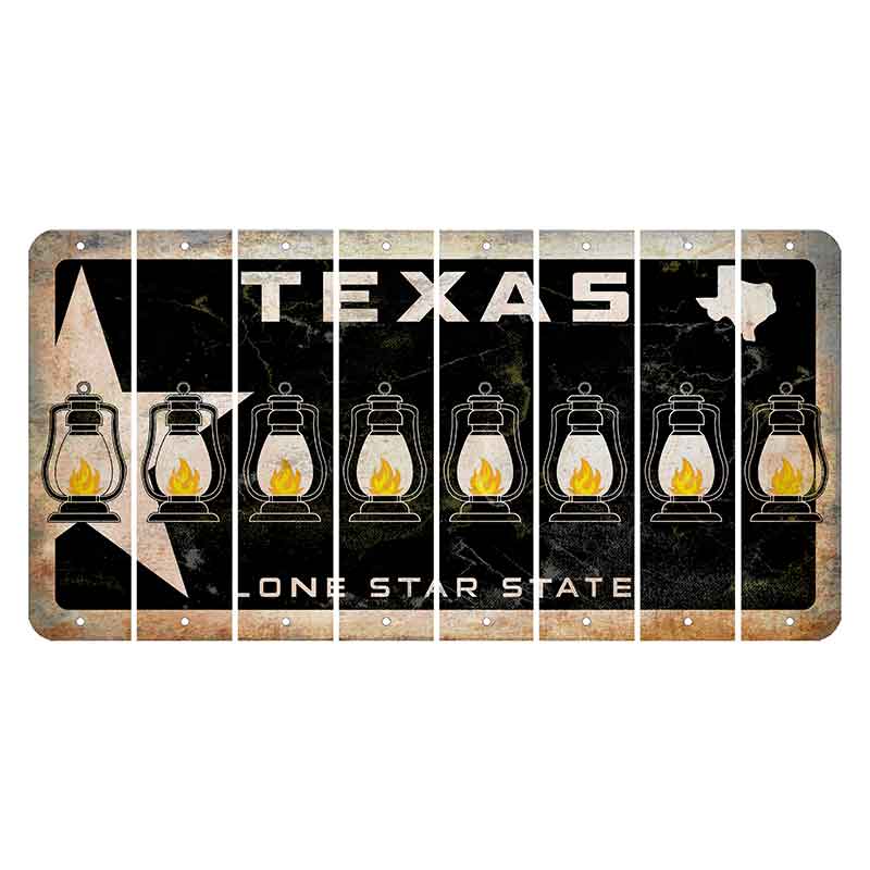 Texas Star Black Cut License Plate Strips (Set of 8) Lantern