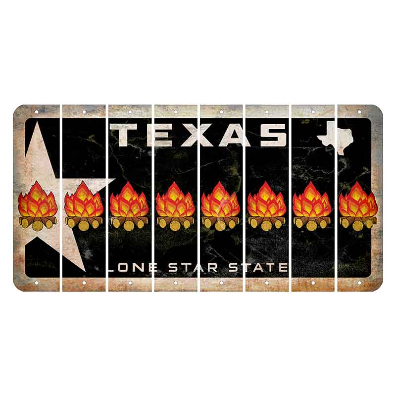 Texas Star Black Cut License Plate Strips (Set of 8) Campfire