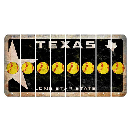 Texas Star Black Cut License Plate Strips (Set of 8) Softball