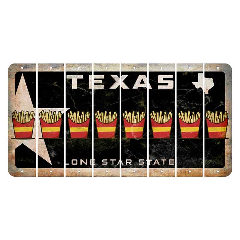 Texas Star Black Cut License Plate Strips (Set of 8) French Fries