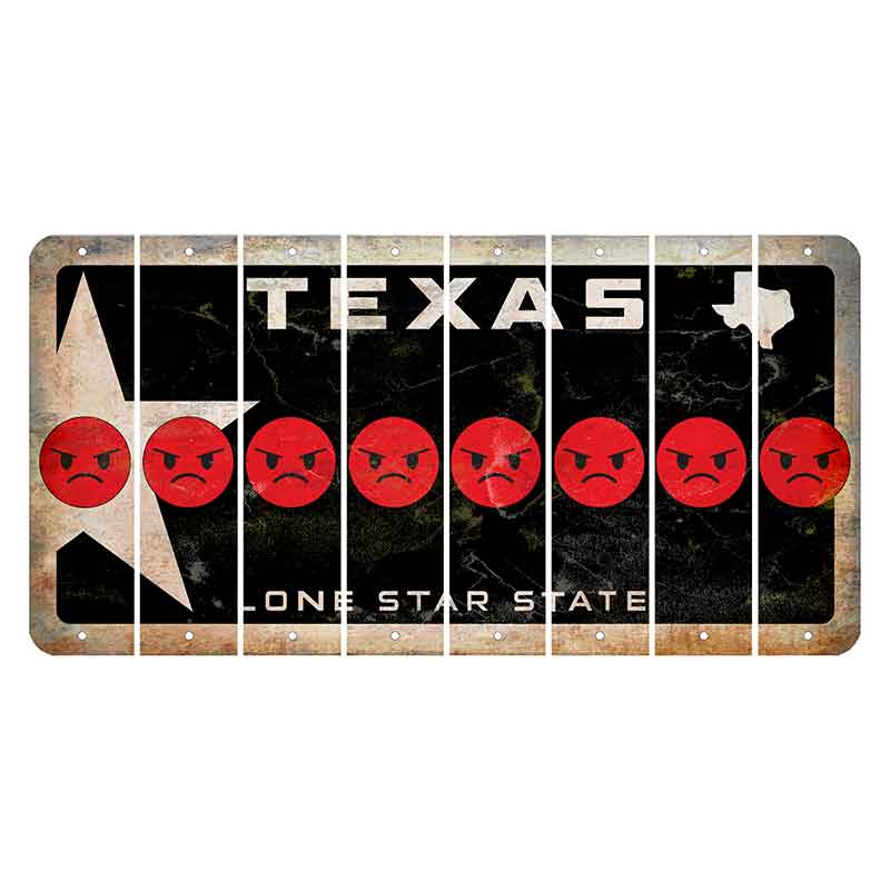 Texas Star Black Cut License Plate Strips (Set of 8) Emoji - Angry