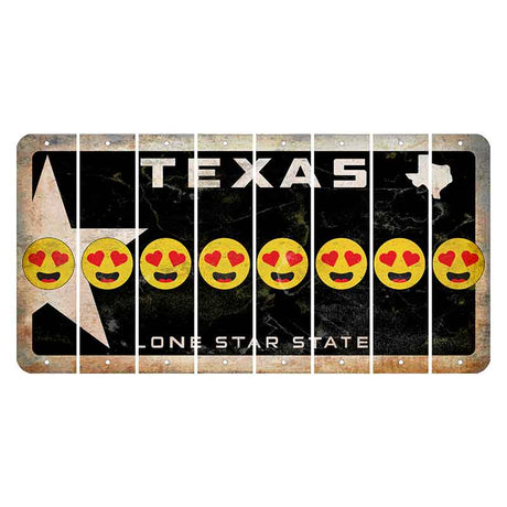 Texas Star Black Cut License Plate Strips (Set of 8) Emoji - Heart Eyes