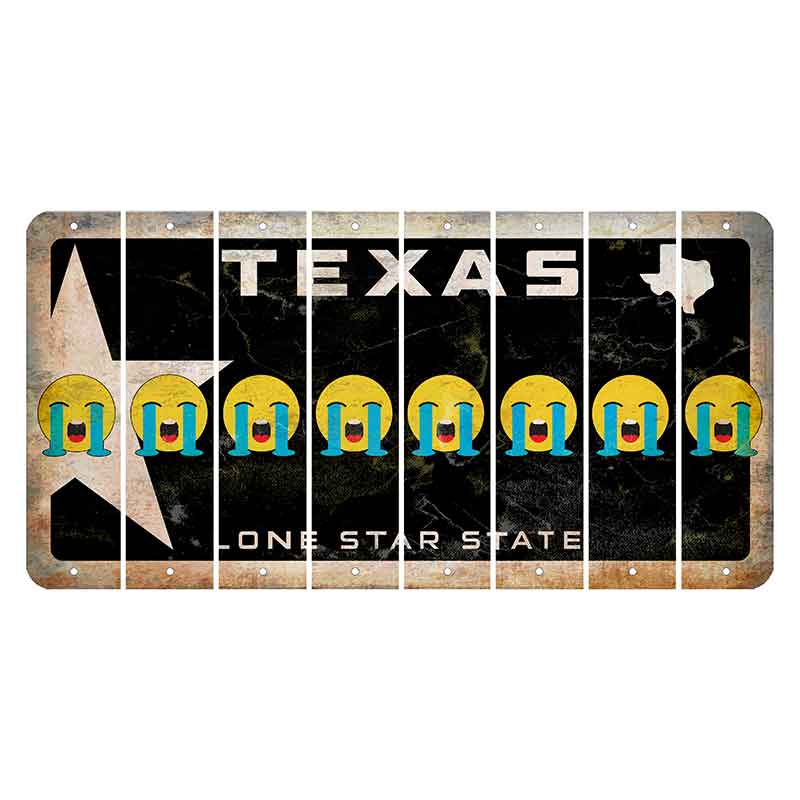 Texas Star Black Cut License Plate Strips (Set of 8) Emoji - Crying