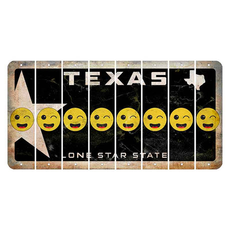 Texas Star Black Cut License Plate Strips (Set of 8) Emoji - Winking