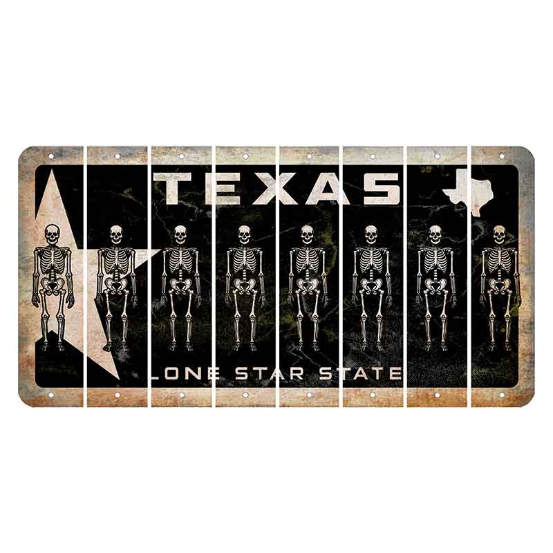 Texas Star Black Cut License Plate Strips (Set of 8) Skeleton