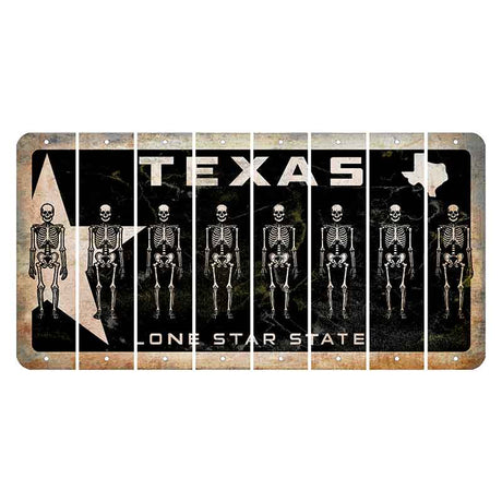 Texas Star Black Cut License Plate Strips (Set of 8) Skeleton