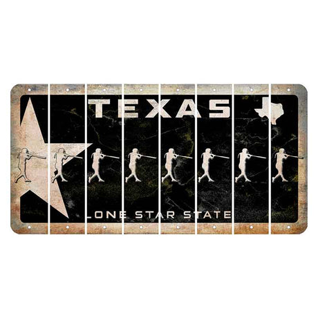 Texas Star Black Cut License Plate Strips (Set of 8) Softball Batter