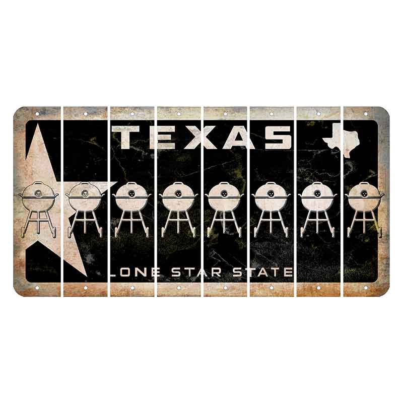 Texas Star Black Cut License Plate Strips (Set of 8) Grill