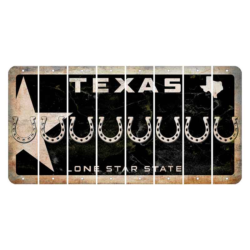 Texas Star Black Cut License Plate Strips (Set of 8) Horseshoe