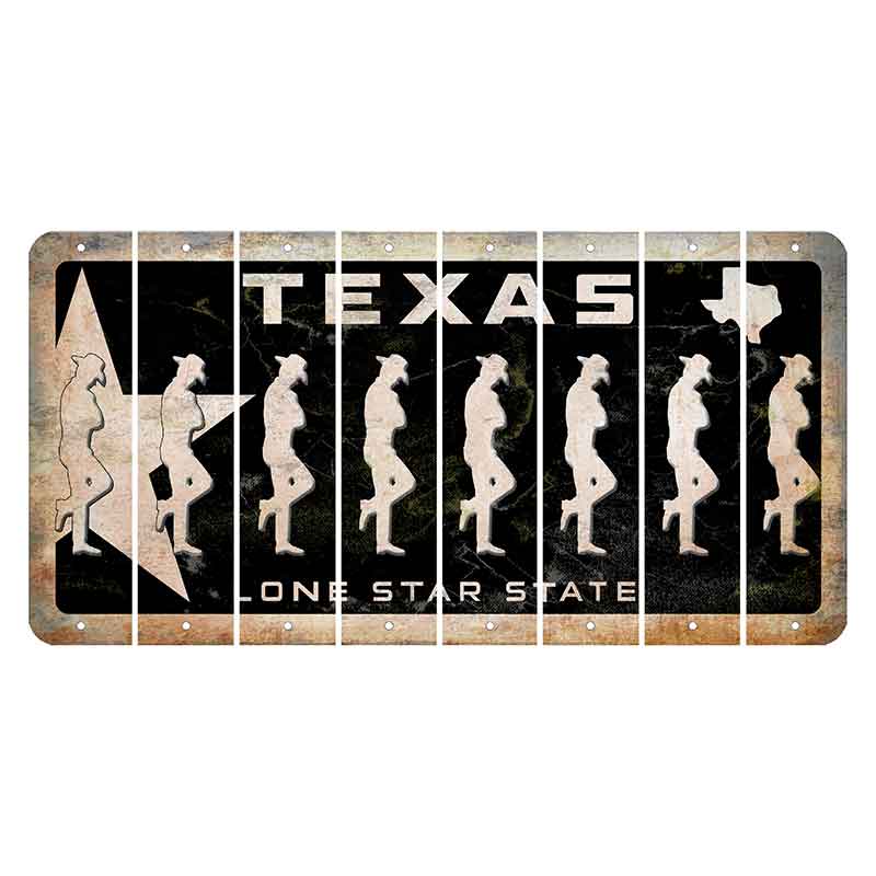 Texas Star Black Cut License Plate Strips (Set of 8) Cowboy - Leaning