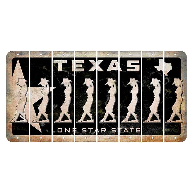 Texas Star Black Cut License Plate Strips (Set of 8) Cowgirl - Leaning